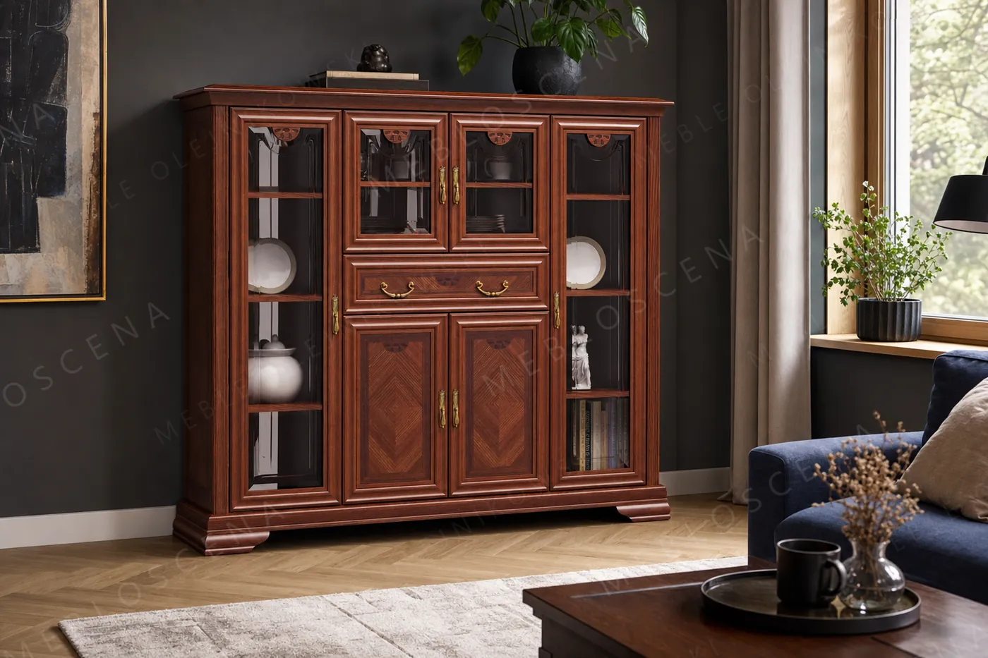 Barek Milano MIL-12 w jasnym salonie przy oknie, podłoga w jodełkę
